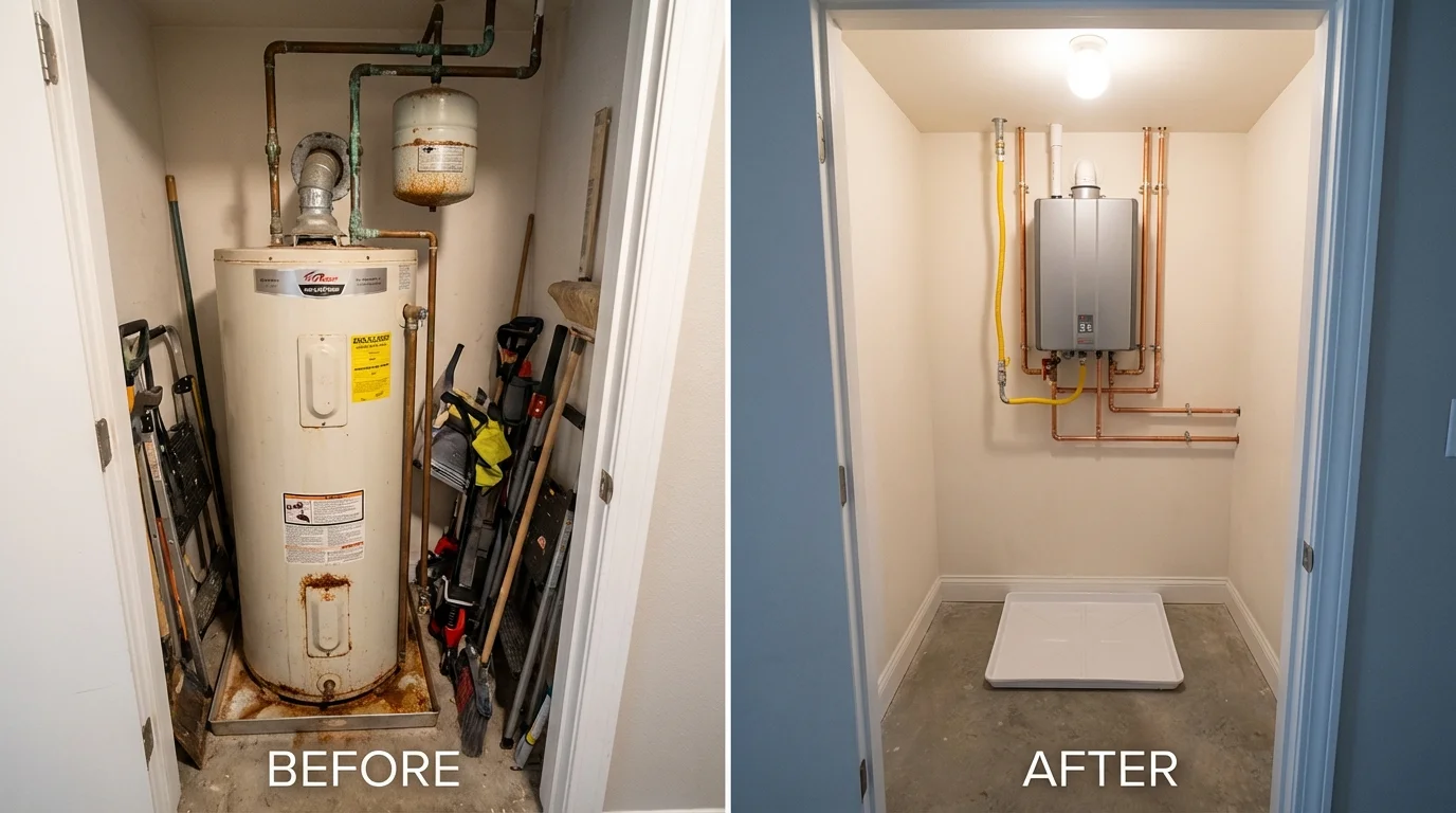 Tank water heater versus wall-mounted tankless unit comparison for Dover, TN homeowners